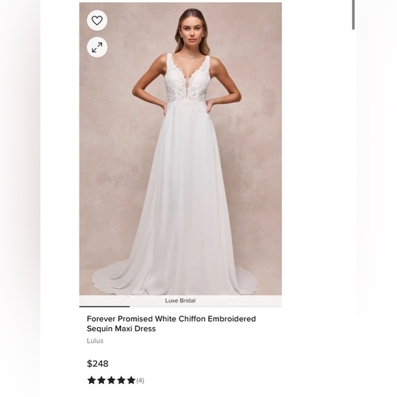 LULUS Forever Promised White Chiffon Embroidered Sequin Dress SMALL retails $248 - Picture 3 of 9